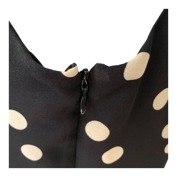 ADRIANNA PAPELL Black Polka Dot Sleeveless Feminine Ruffle Sheath Dress 12 - Picture 8 of 12